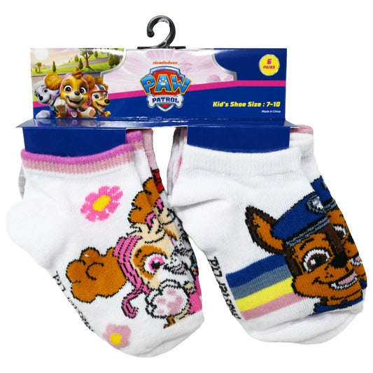 6pk GIRLS PAW PATROL PAWSITIVE VIBES NS SOCKS SIZE 4-6 C/P 36