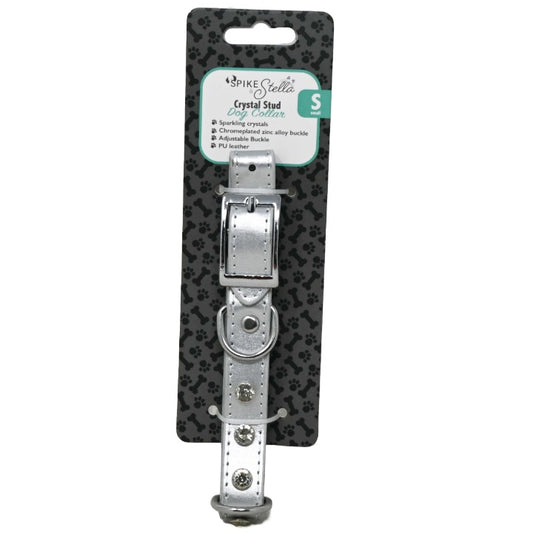 White Pet Collar with Studs Asst Size Spike & Stella C/P 36