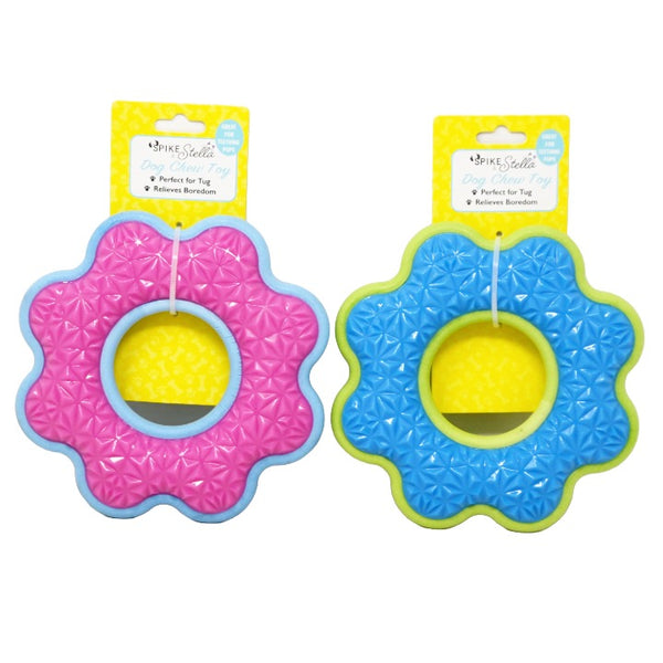 2 Asst Flower Pet Chew Toy Red Blue Spike & Stella C/P 24