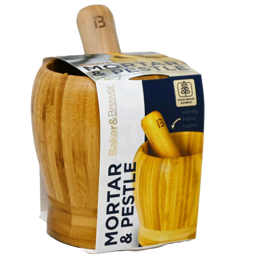 WOOD BAMBOO MORTAR & PESTILE C/P 24