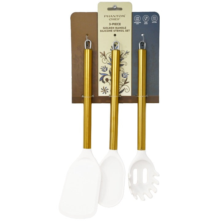 3pc Crm Gld Turner Pasta Server Spoon Set C/P 12 Phantom Chef