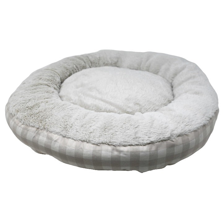 21.5"RND PLAID PRINTED PET BED C/P 12