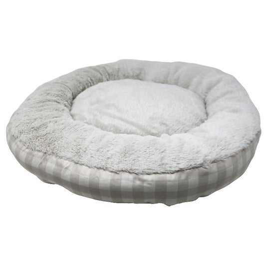 21.5"RND PLAID PRINTED PET BED C/P 12