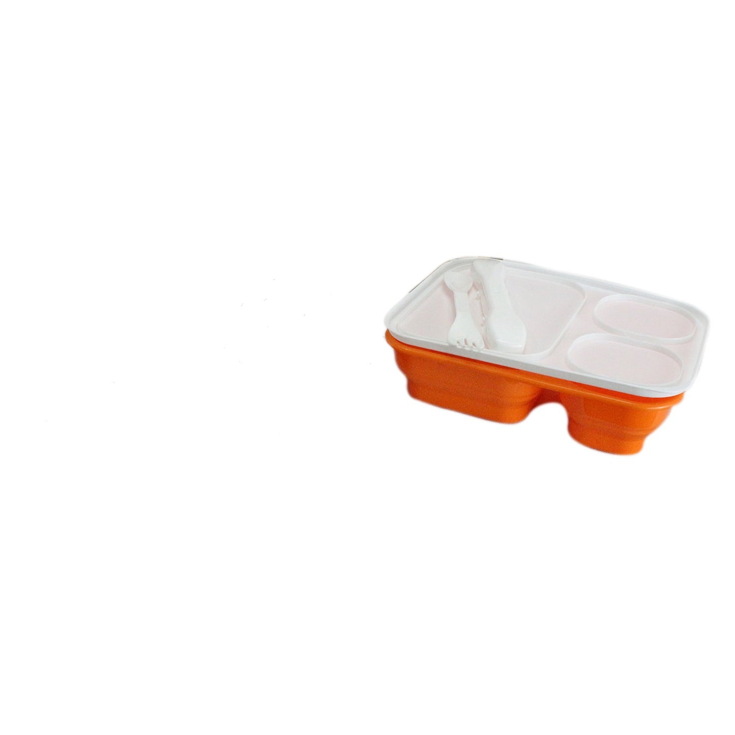 3-COMPARTMENT ORANGE LUNCH BOX W/LID C/P 48
