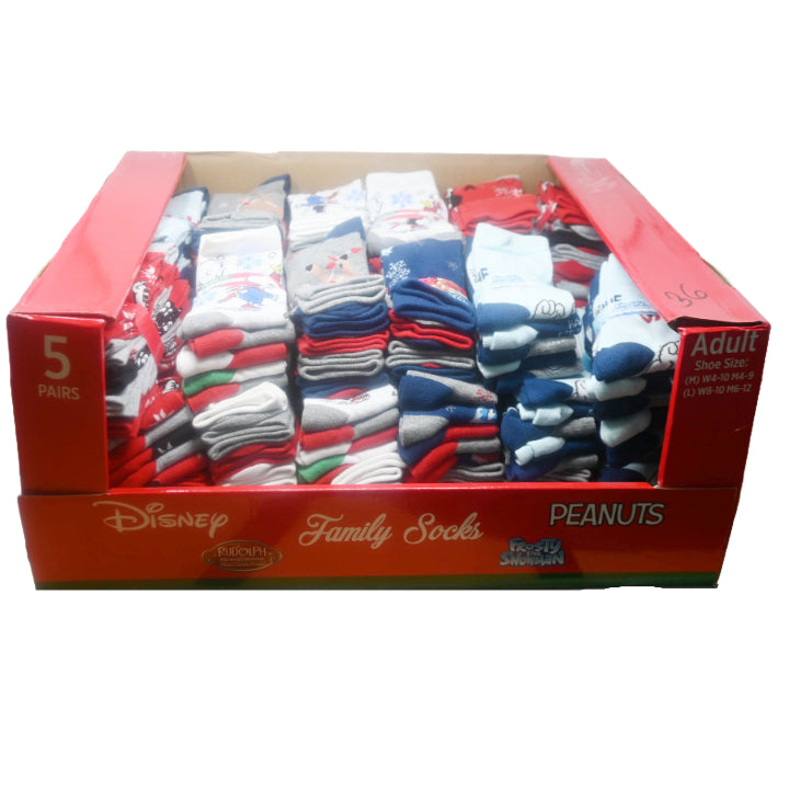 5pk BJS ADULT & KIDS SLEEP CREW SOCKS ASST SIZE C/P 36