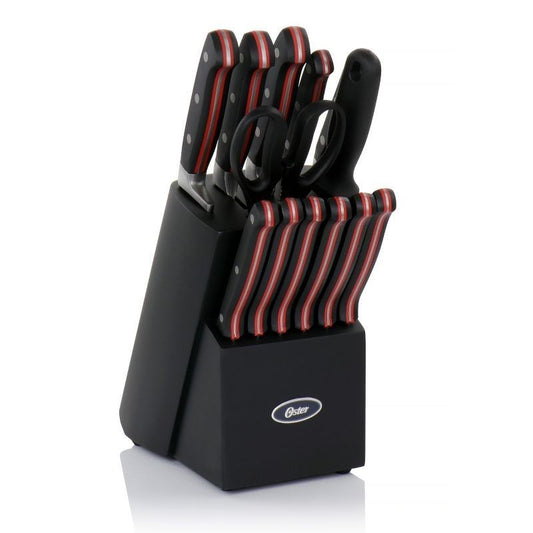 14pc DURBIN S.S CUTLERY SET W/BLK BLOCK AND FORGED HANDLES C/ P4 C/P 4