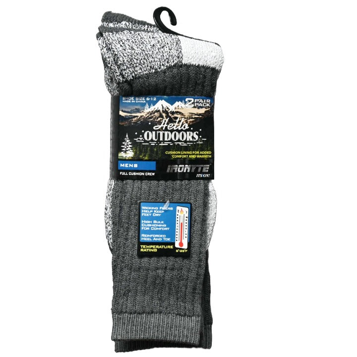 MENS 2PK FULL CUSHION THERMAL SIZE 6-12 DARK GRAY C/P 48 IRONYTE