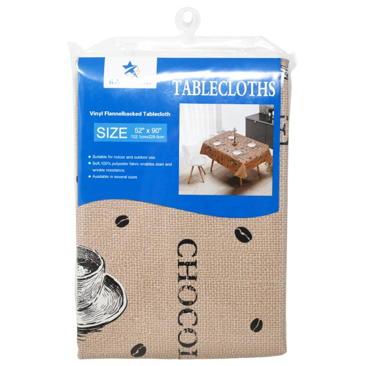 52x90" PRINTED VINYL TABLECLOTH wFLANNEL BACKING C/P 24