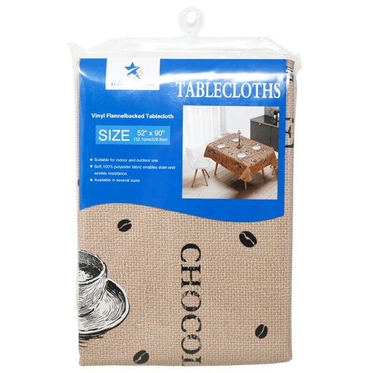 52x90" PRINTED VINYL TABLECLOTH wFLANNEL BACKING C/P 24