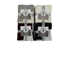 50"x70" CABLE KNIT SHERPA THROW C/P 16