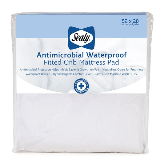 52"x28" SEALY WHITE FITTED CRIB MATTRESS PAD C/P 2