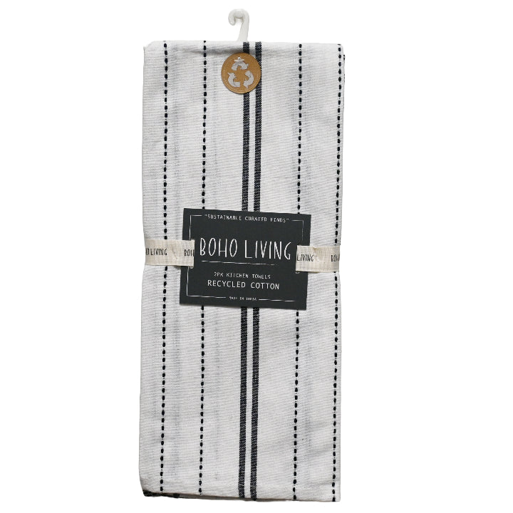 18x28" Striped Set of 2 Textured Weave Kitchen Towels C/P 36