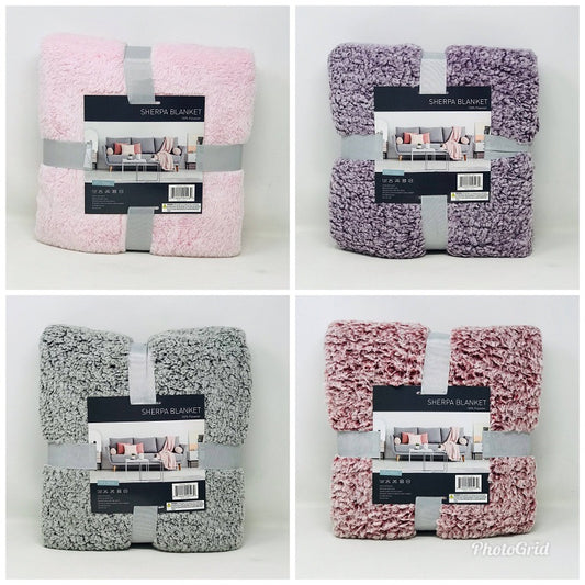 2 TONE SHERPA THROW/BLANKET C/P 12