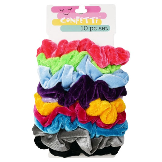 10pc Velvet Brights Hair Scrunchie Set Confetti C/P 24