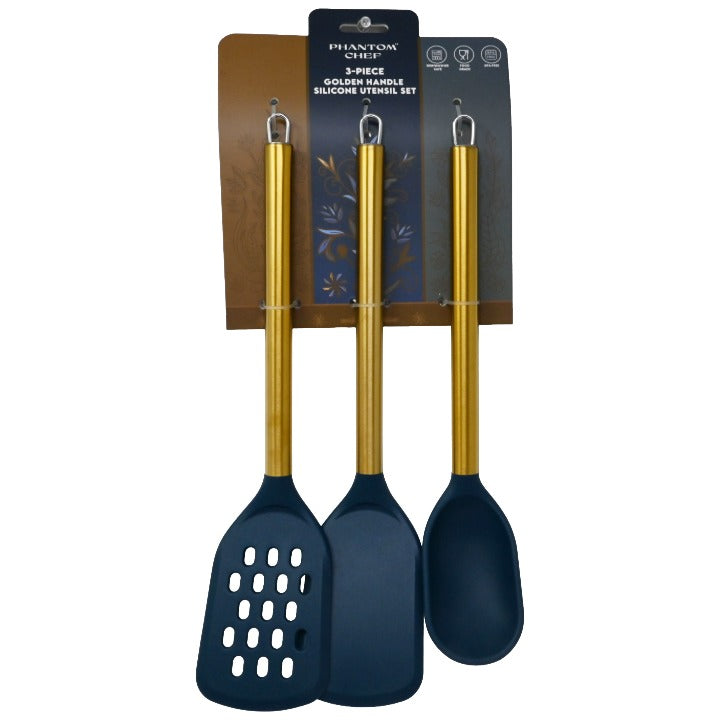 3pc Nvy Gld Turner Spoon Turner Set C/P 12 Phantom Chef