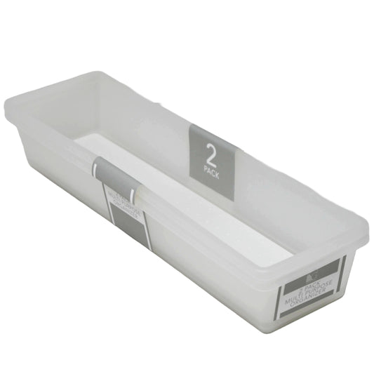 2pk White Drawer Organizer with Grey TPR 13x3.62x2.36" C/P 12