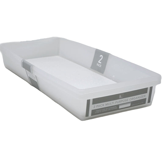 2pk White Drawer Organizer with Grey TPR 16x6.7x1.97" C/P 12