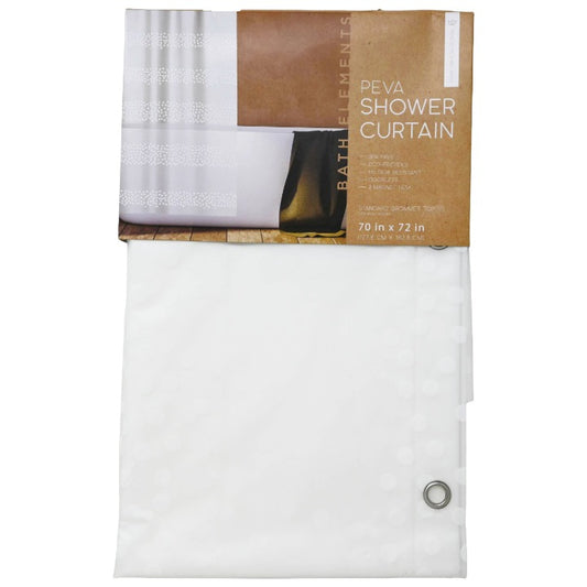 72X72"CLEAR PRINTED DOT STRIPE PEVA SHOWER CURTAIN BATH ELEMENTS C/P 24