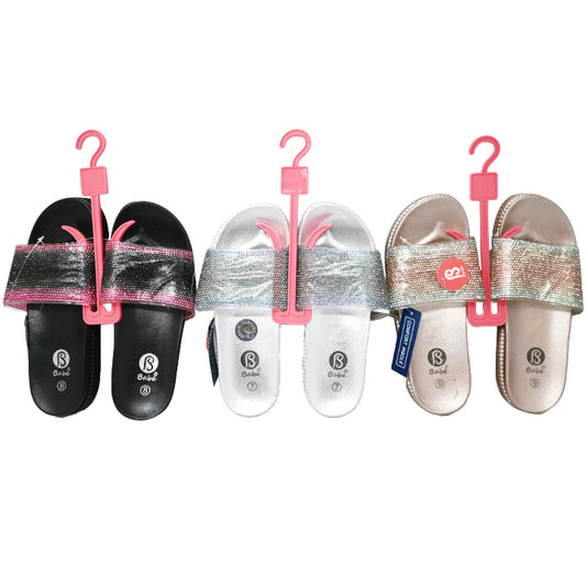 *OUTSIDE OF CA* WOMEN PLATFORM OMBRE SLIDE SANDAL W/RHINESTONES 3-ASST COLORS/5-ASST SIZE C/P 30