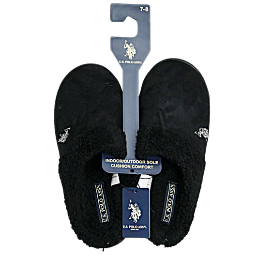 U.S. POLO ASSN. BLK MEN SLIPPERS W/FUR C/P 24