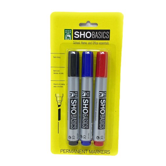 SHO BASICS PERMANENT MARKER 3 PACK C/P 144