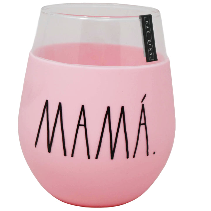 22oz MAMA WINE GLASS WITH PINK SILICONE SLEEVE C/P 24