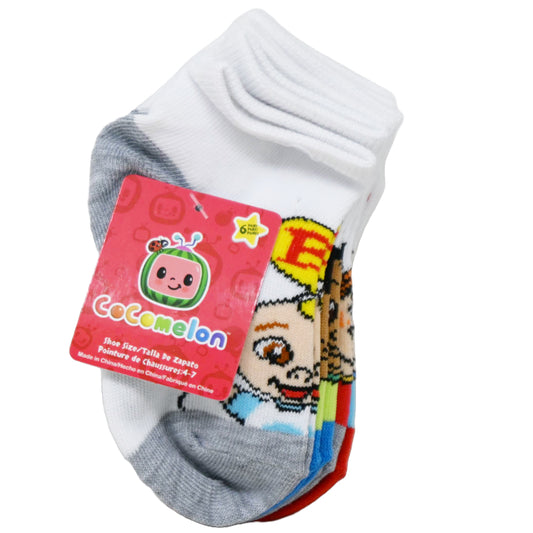 6pk 2T-4T COCOMELON ABC QRT SOCKS C/P 36