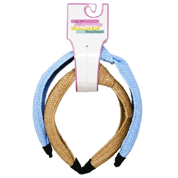 2pc Raffia Denim Headbands Set Knotted Confetti C/P 24