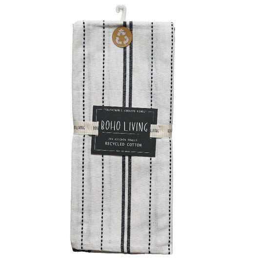 18x28" Striped Set of 2 Textured Weave Kitchen Towels C/P 36