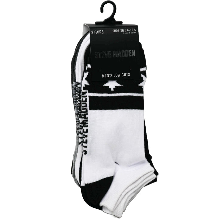 8pk MENS LOW CUT SOCKS ASST COLOR SIZE 10-13 STEVE MADDEN C/P 12