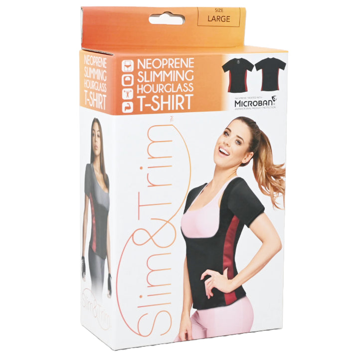 LRG. 2-TONE WOMEN NEOPRENE HOURGLASS T-SHIRT W/SLEEVES (BOXED) C/P 12