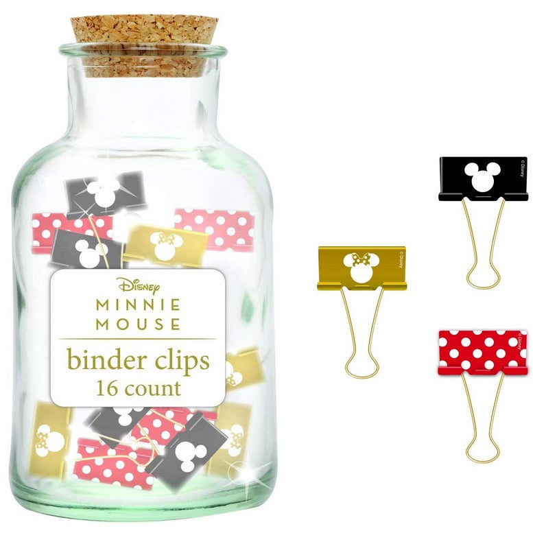 Minnie Mouse Binder Clips in Jar C/P 16