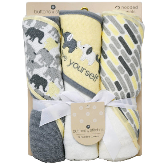 3pk ROLLED HOODED TOWEL - BE YOURSELF C/P 24