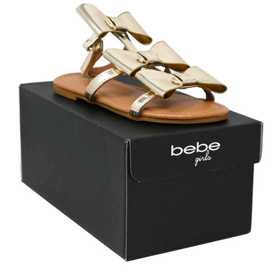 GIRLS LT.GOLD FLAT SANDAL wOVERSIZED BOWS BEBE 6-ASST SIZE C/P 12