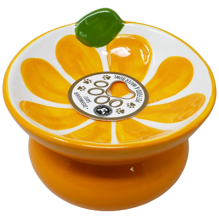 Orange Shaped Elevated Pet Bowl C/P 6 Precious Tales