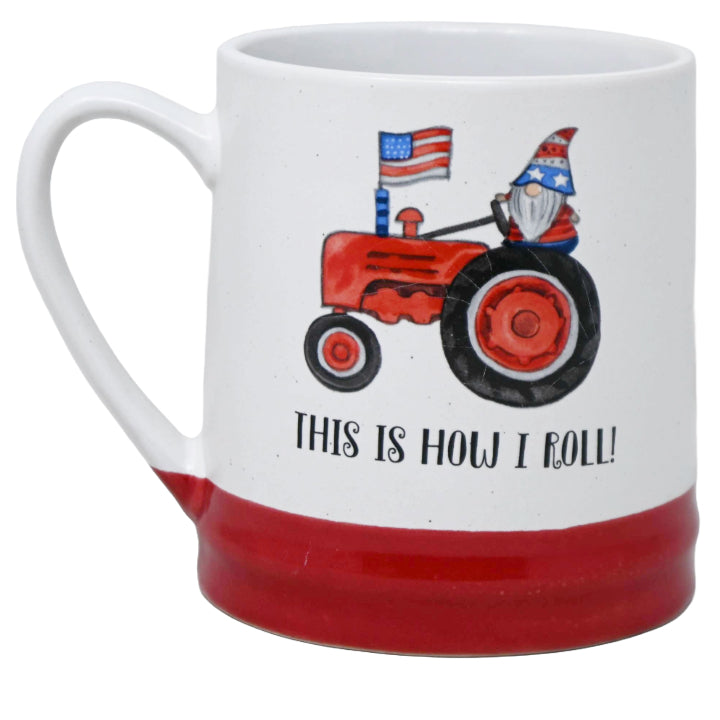 22oz GNOME TRACTOR HOW I ROLL RED BOTTOM MUG C/P 24