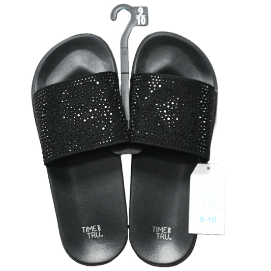LADIES BLACK SLIDE SANDAL W/BLING SIZE 9/10 C/P 12