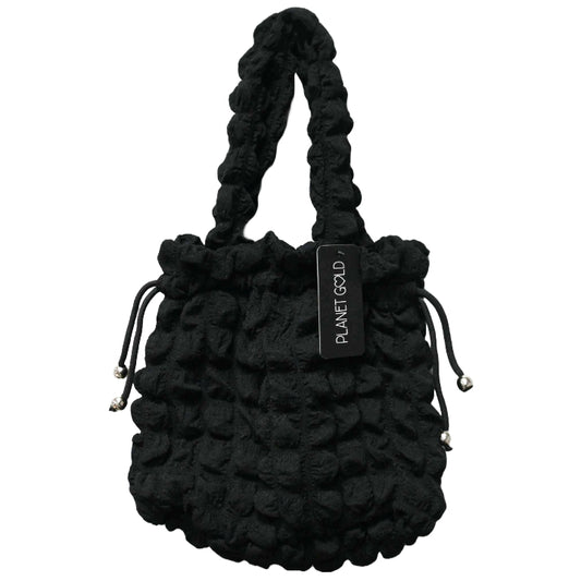 BLACK QUILTED DRAWSTING HANDBAG C/P 12