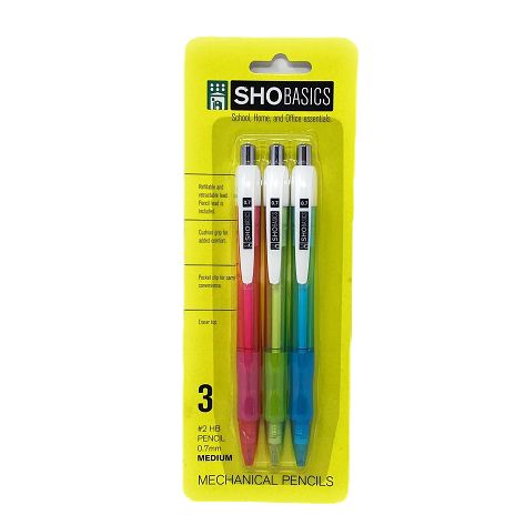 MECHANICAL PENCIL- TWO TONE CUSHION GRIP 3 PACK C/P 144