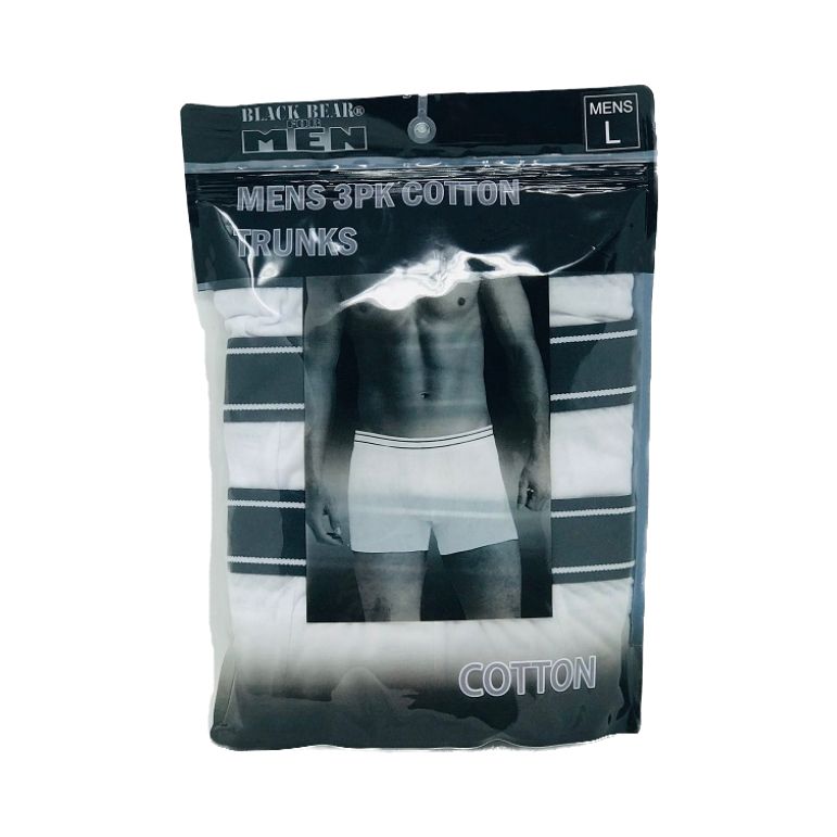 MENS 3PK LG-KNIT WHITE TRUNKS C/P 24