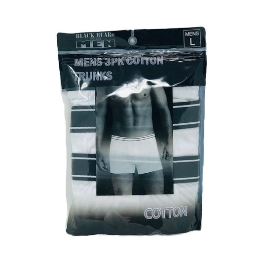 MENS 3PK LG-KNIT WHITE TRUNKS C/P 24