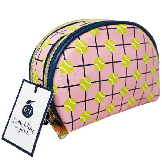 *OUTSIDE CA* PINK DBL ZIP DOME COSMETIC BAG CLEMENTINE AND JANE C/P 40