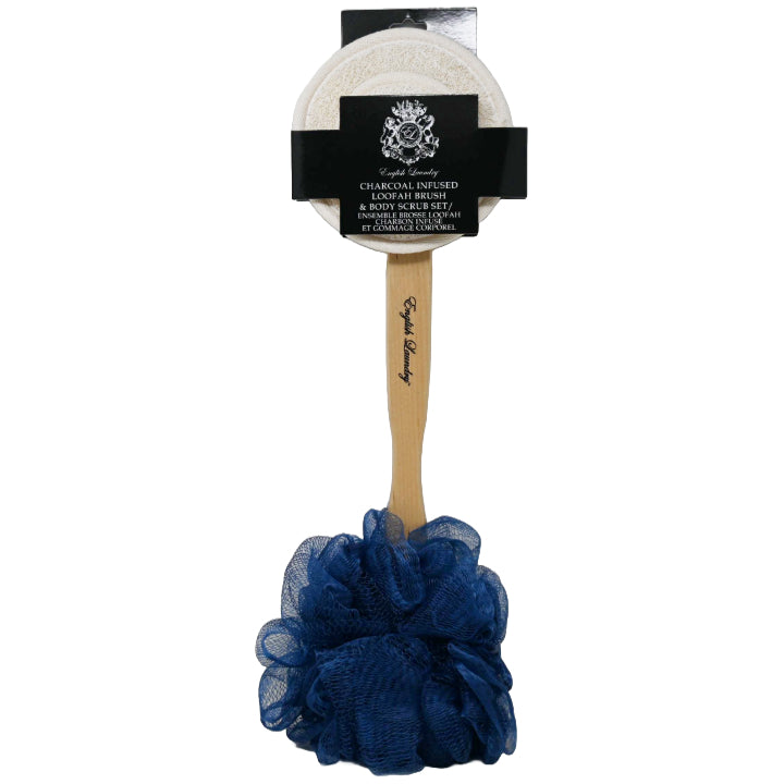 2pc ENGLISH LAUNDRY NAVY LOOFAH & WASH MITT C/P 24