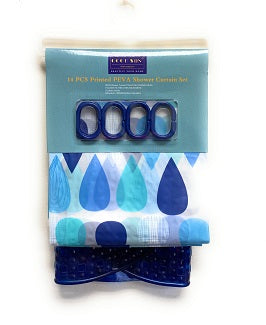 14pc PRINTED PEVA SHOWER CURTAIN SET C/P 12