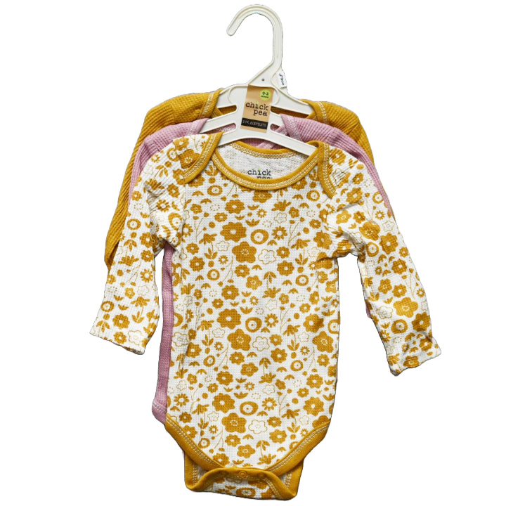 3pk FLORAL BODYSUITS - THERMAL C/P 48