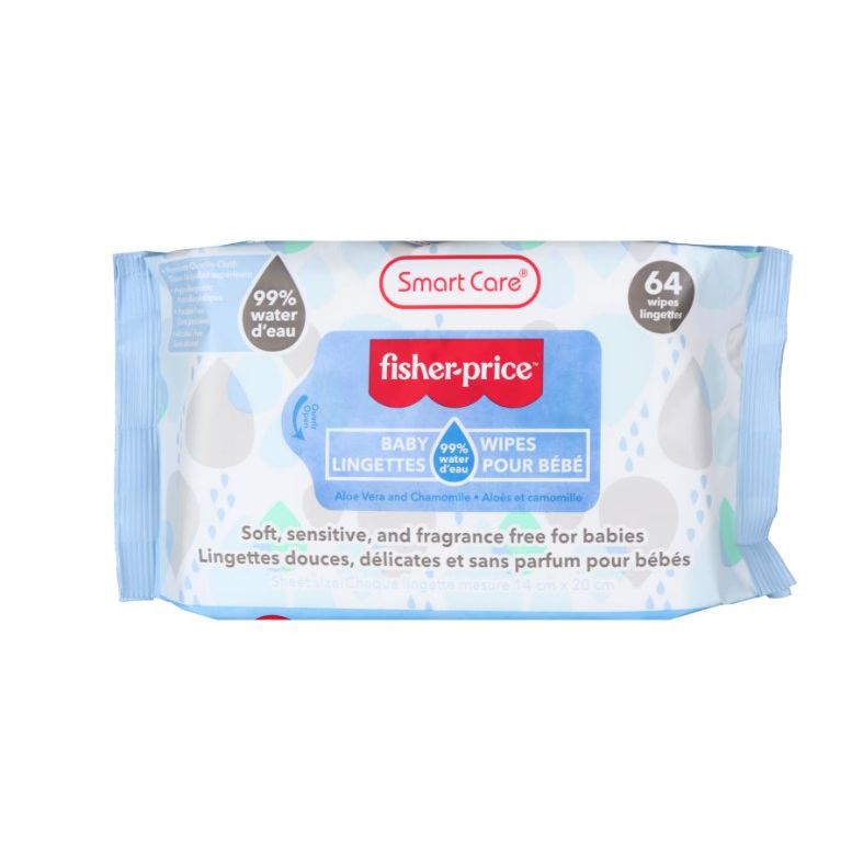 64ct FISHER PRICE WATER BABY WIPES C/P 12