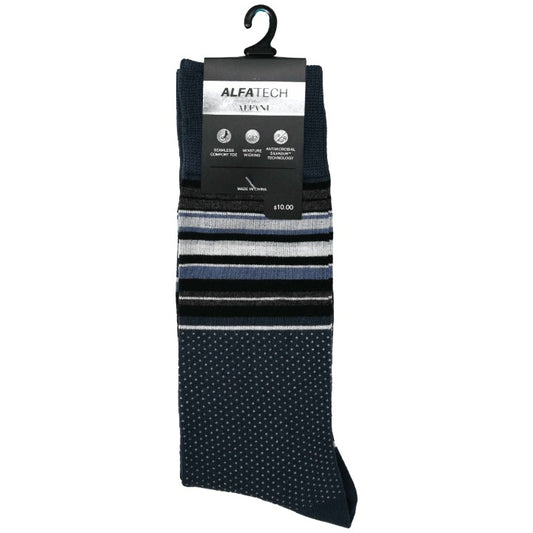 *NO USA* Mens 10-13 Blue Print 1 pair ALFANI  SINGLE  PRINTED  DRESS SOCKS C/P 180