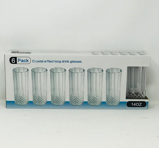 TUMBLER SET  6PC 14OZ DIAMND CRYSTAL EFFECT C/P 12