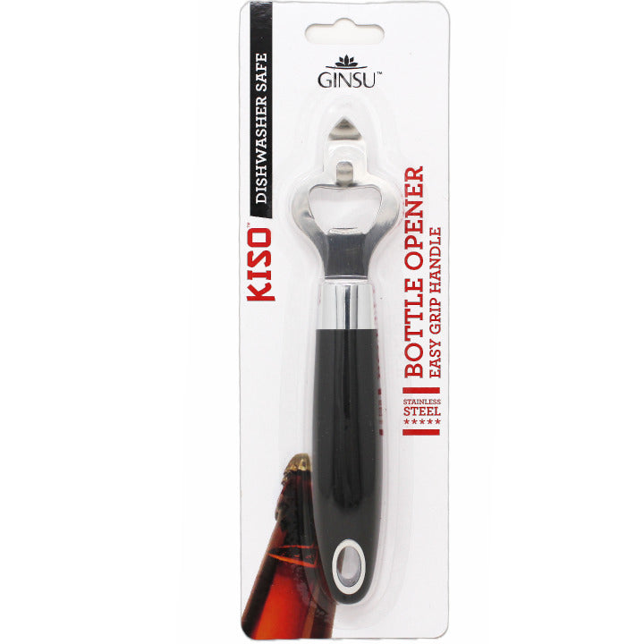 GINSU BOTTLE OPENER WITH BLACK EMBOSSED HANDLE C/P 48