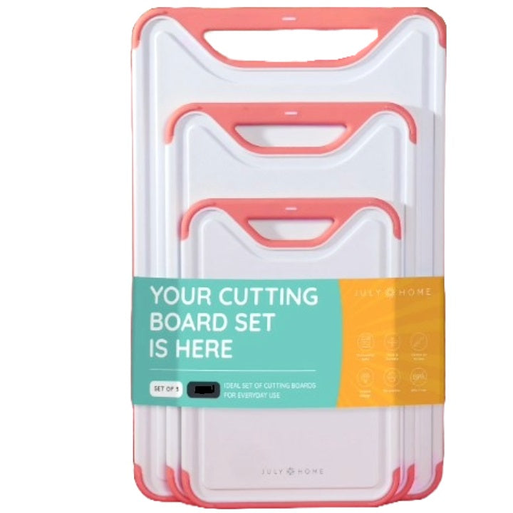 3pc PINK/WHT CUTTING BOARD SET C/P 8